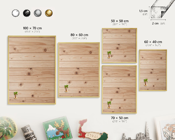 Tableau pour aimants cadre doré Motif en bois