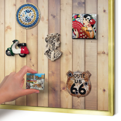 Tableau magnétique avec cadre de couleur dorée Planches en bois