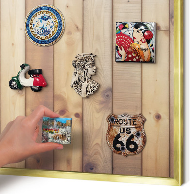 Tableau magnétique avec cadre de couleur dorée Planches en bois
