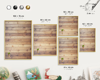 Tableau magnétique avec cadre de couleur dorée Planches en bois