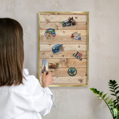 Tableau pour aimants cadre doré Planches de bois