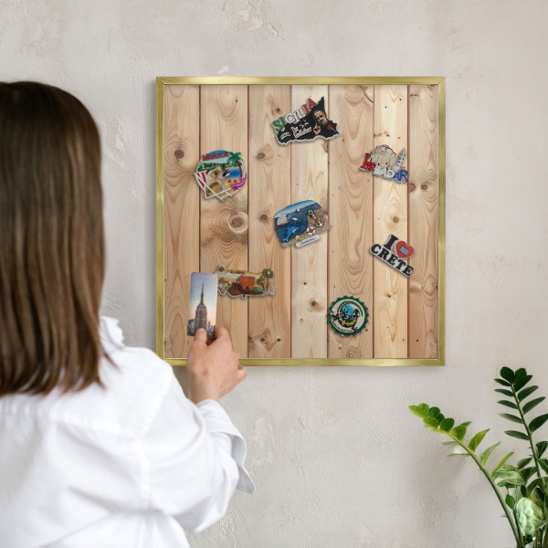 Tableau pour aimants cadre doré Planches de bois