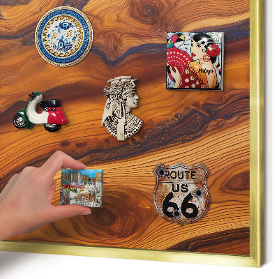 Tableau magnétique avec cadre de couleur dorée Anneaux en bois