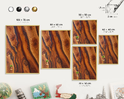 Tableau magnétique avec cadre de couleur dorée Anneaux en bois