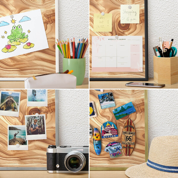 Tableau pour aimants cadre doré Texture bois
