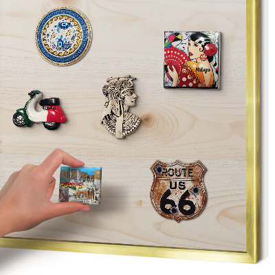 Tableau magnétique avec cadre de couleur dorée Motif en bois