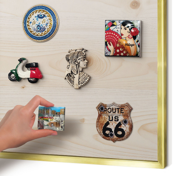 Tableau magnétique avec cadre de couleur dorée Motif en bois
