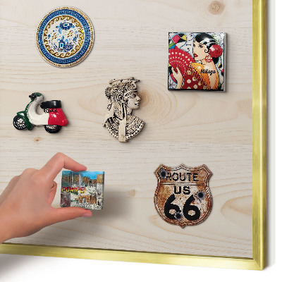 Tableau magnétique avec cadre de couleur dorée Motif en bois