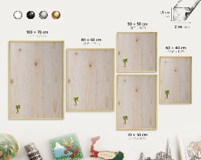 Tableau magnétique avec cadre de couleur dorée Motif en bois