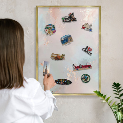 Tableau pour aimants cadre doré Harmonie pastel