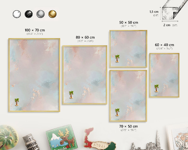 Tableau pour aimants cadre doré Harmonie pastel
