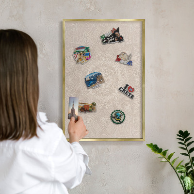 Tableau pour aimants cadre doré Mandala décoratif