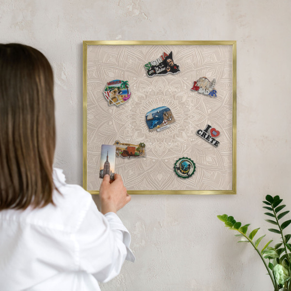 Tableau pour aimants cadre doré Mandala décoratif
