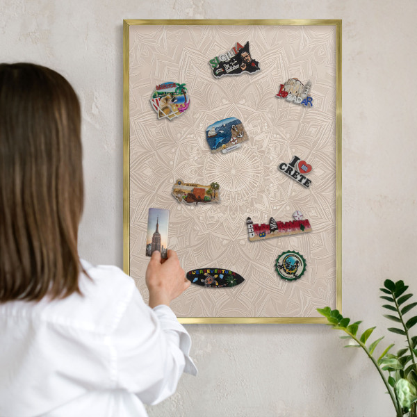 Tableau pour aimants cadre doré Mandala décoratif