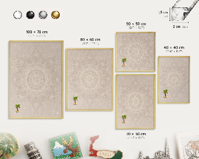 Tableau pour aimants cadre doré Mandala décoratif