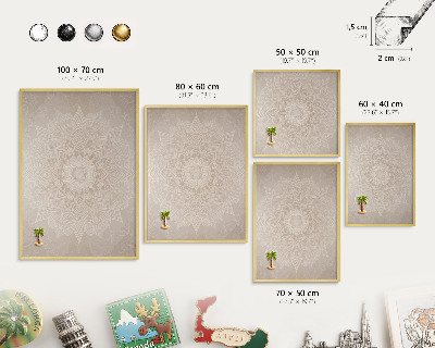Tableau magnétique avec cadre de couleur dorée Motif mandala