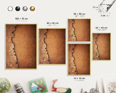 Tableau magnétique avec cadre de couleur dorée Texture bois
