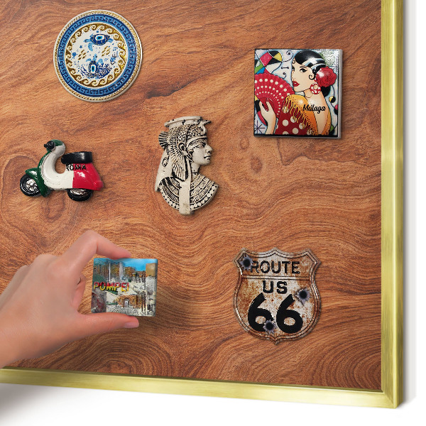 Tableau pour aimants cadre doré Grain de bois