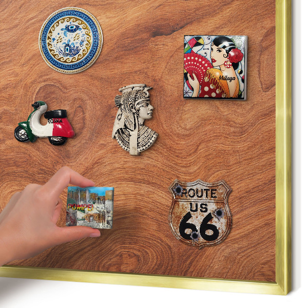 Tableau pour aimants cadre doré Grain de bois
