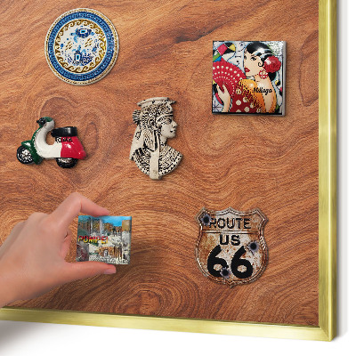 Tableau pour aimants cadre doré Grain de bois