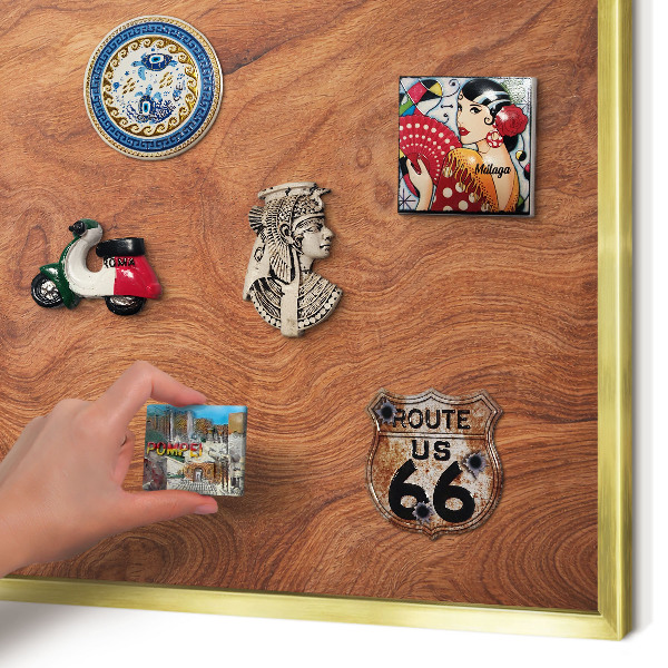 Tableau pour aimants cadre doré Grain de bois