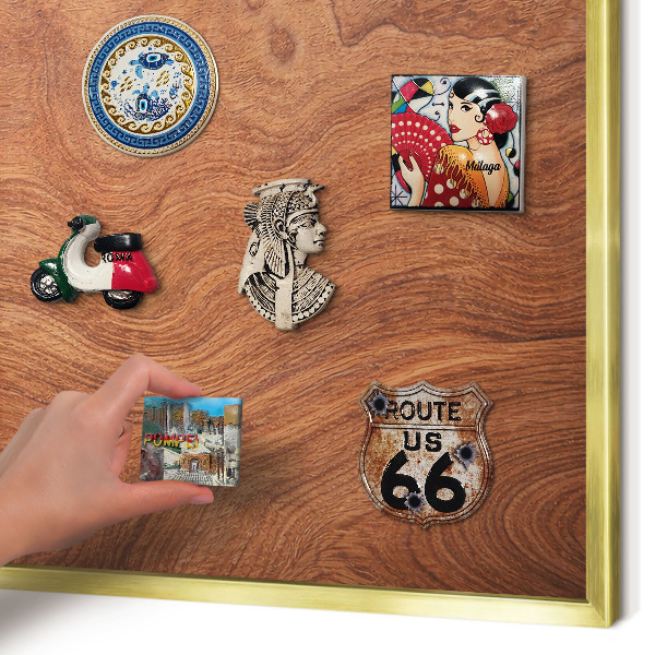 Tableau pour aimants cadre doré Grain de bois
