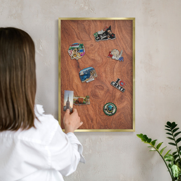 Tableau pour aimants cadre doré Grain de bois