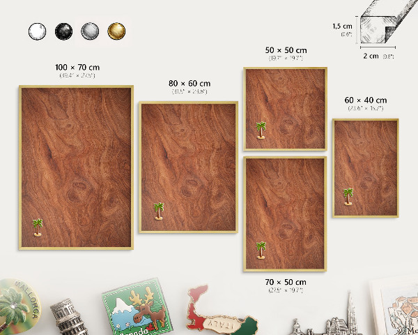 Tableau pour aimants cadre doré Grain de bois