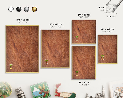Tableau pour aimants cadre doré Grain de bois