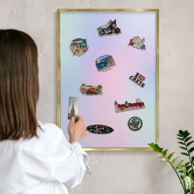 Tableau pour aimants cadre doré Dégradé pastel