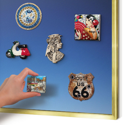 Tableau magnétique avec cadre de couleur dorée Dégradés bleus