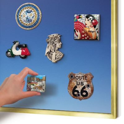 Tableau magnétique avec cadre de couleur dorée Dégradés bleus