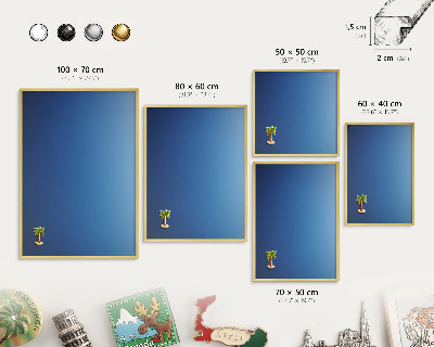 Tableau magnétique avec cadre de couleur dorée Dégradés bleus