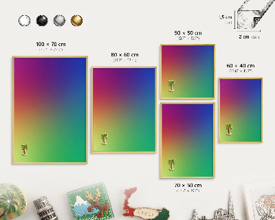 Tableau pour aimants cadre doré Dégradé arc-en-ciel
