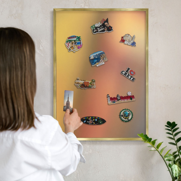 Tableau magnétique avec cadre de couleur dorée Lueur colorée