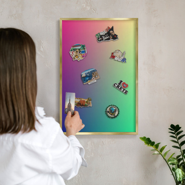 Tableau magnétique avec cadre de couleur dorée Dégradé coloré