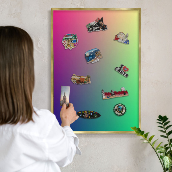Tableau magnétique avec cadre de couleur dorée Dégradé coloré