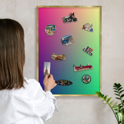Tableau magnétique avec cadre de couleur dorée Dégradé coloré