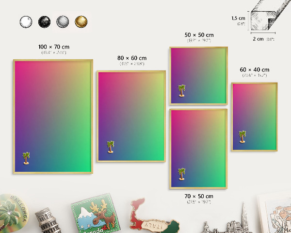 Tableau magnétique avec cadre de couleur dorée Dégradé coloré