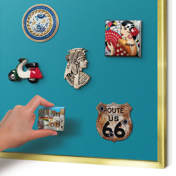 Tableau pour aimants cadre doré Turquoise frais