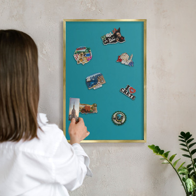 Tableau pour aimants cadre doré Turquoise frais