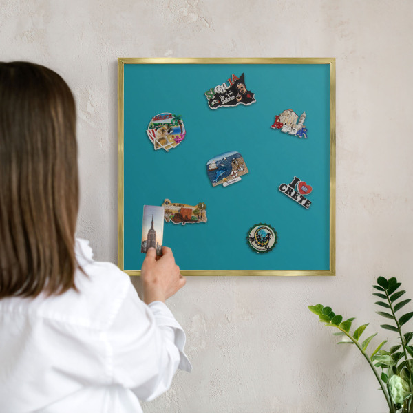 Tableau pour aimants cadre doré Turquoise frais