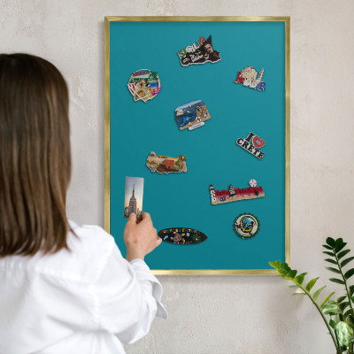 Tableau pour aimants cadre doré Turquoise frais