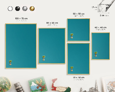 Tableau pour aimants cadre doré Turquoise frais