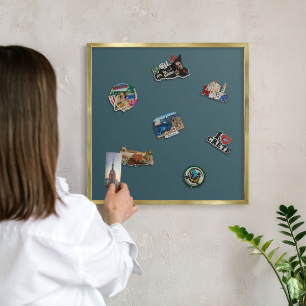 Tableau pour aimants cadre doré Turquoise foncé
