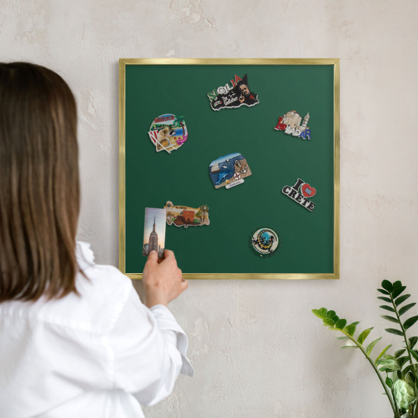 Tableau magnétique avec cadre de couleur dorée Vert bouteille