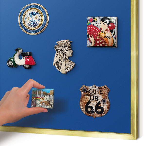 Tableau magnétique avec cadre de couleur dorée Bleu foncé