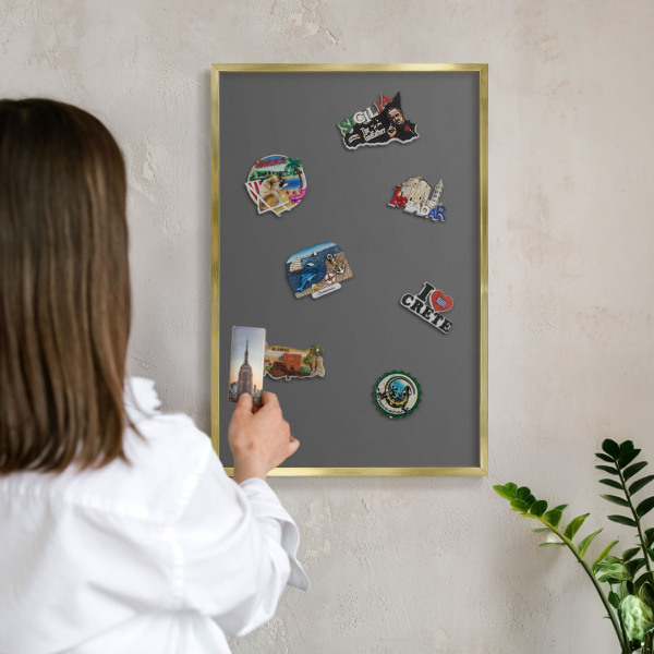 Tableau pour aimants cadre doré Gris foncé