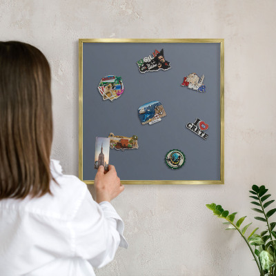Tableau pour aimants cadre doré Gris froid