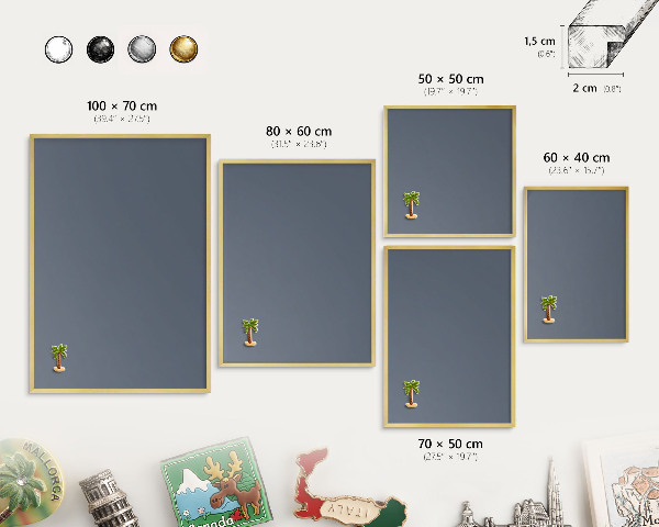 Tableau pour aimants cadre doré Gris froid
